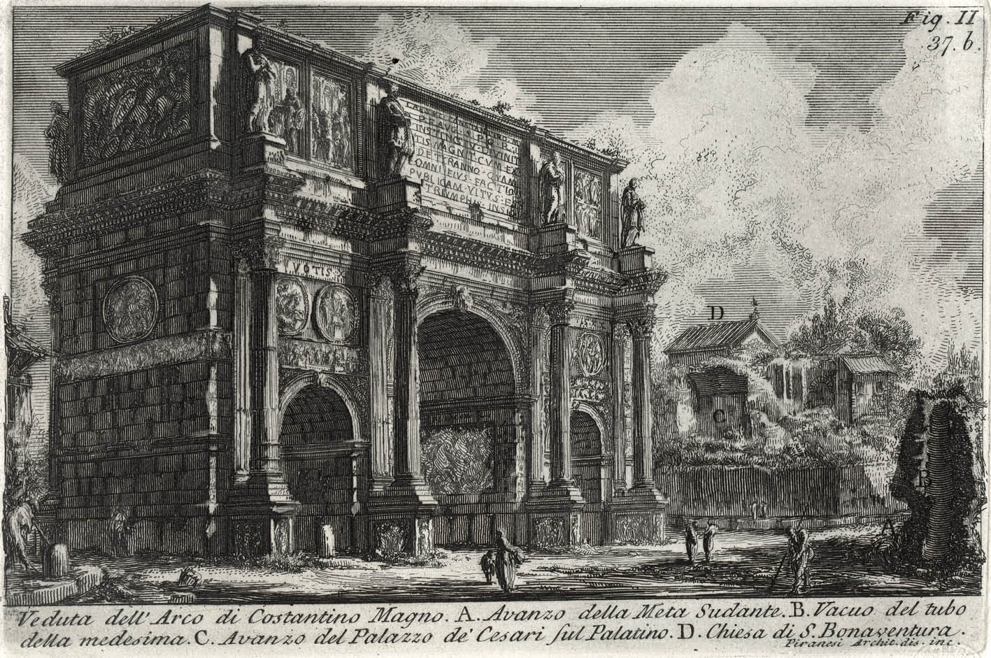 Giambattista Piranesi, Veduta dell’arco di Costantino magno, 1756